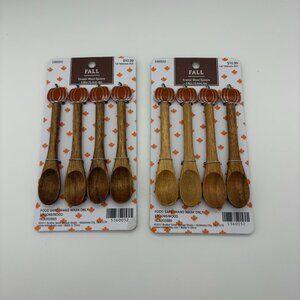 Brother Sister Design Studio Fall Tableware Enamel Wood Spoons, Pumpkins, 8ct